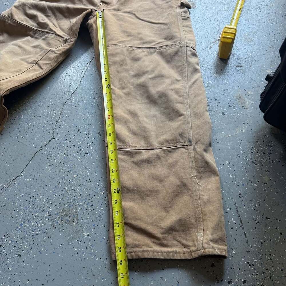 Carhartt R01 Double Knee Work Overalls Size 38x32 Tan Duck - Picture 6 of 8